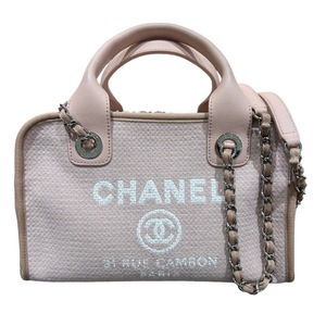 シャネル CHANEL ドーヴィル　ボーリングバッグ A92749 ピンク/SV金具 キャンパス ハンドバッグ レディース 中古