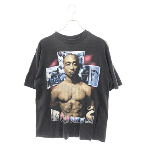 VINTAGE ヴィンテージ 90s VINTAGE 2PAC LIFE OF AN OUTLAW THE 7DAY THEORY 2パック アルバム ラップ半袖Tシャツ ブラック