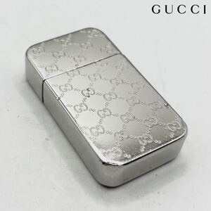 希少 GUCCI グッチ ガスライター 喫煙具 タバコグッズ 小物 GG柄 真鍮 シルバー