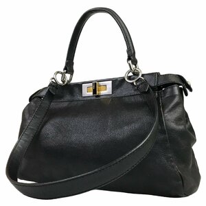 【1円～】フェンディ FENDI バッグ ハンドバッグ トートバッグ ピーカーブー レザー 2WAY ブラック 2373-8BN211-BKK-108 シルバー金具 中古