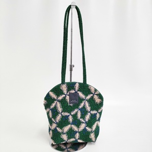 5-0113T♪mina perhonen 未使用品 sing leaf muffin bag マフィンバッグ 定価19800円 aca9983 トート 24AW グリーン ミナペルホネン 255482