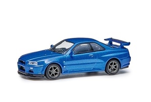 日産コレクション スカイライン GT-R R34 1/64スケール モデルカー ベイサイドブルー BNR34 京商製 ダイキャストモデル ニッサン ミニカー