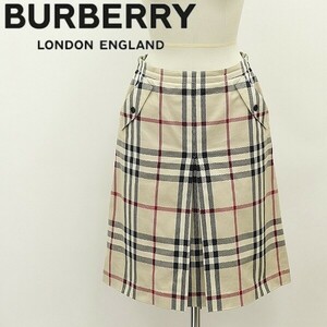 国内正規品◆BURBERRY LONDON バーバリー ロンドン ストレッチ ノバチェック柄 フロントタック スカート ライトベージュ 36