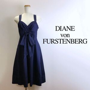 DIANE von FURSTENBERG ダイアンフォンファステンバーグ ネイビー 青 2 ノースリーブワンピース レディース 古着 to1612