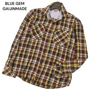 BLUE GEM GAIJINMADE ガイジンメイド 通年 長袖 ワーク チェック★ シャツ Sz.Ⅰ　メンズ ハリラン　C4T06561_7#C