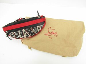 クリスチャンルブタン Christian Louboutin スタッズ ボディバッグ 鞄 レッド×ブラック ▼SB5239