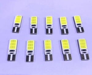 12V 【性能UP－新型】　T10 LED 両面COB ポジション 白　10個セット.　超スリムタイプ