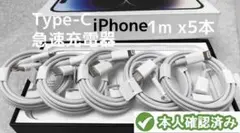 タイプC 5本1m iPhone 充電器 急速正規品同等 充電ケーブ [yjp]