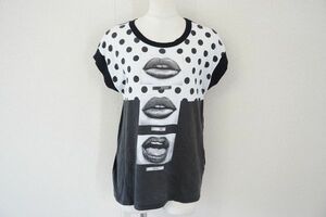 クリックポスト可【即決】DIESEL ディーゼル レディース プリントTシャツ 黒ベース サイズXS【630801】