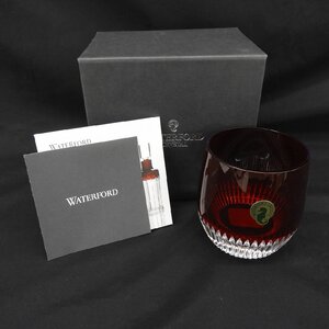 1円～【美品】Waterford ウォーターフォード クリスタルタンブラー カットグラス レッド 箱付 11758594 0210