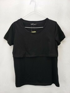 ap0097 △ 新品 ▲ WORLD PLANET ワールドプラネット Tシャツ L 黒 ブラック マタニティ 授乳 産前 産後 シンプル 薄手 涼しい 半袖 夏 軽