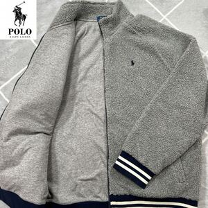 【最高傑作XL】極美品 POLO RALPH LAUREN ポロラルフローレン フリースジャケット【極暖】 XLsize グレー ポニーロゴ ジップTALON刻印 