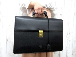 極美品 新品同様 LOEWE ロエベ アナグラム ビジネスバッグ ハンドバッグ バッグ レザー 黒 A4収納可 メンズ 78036