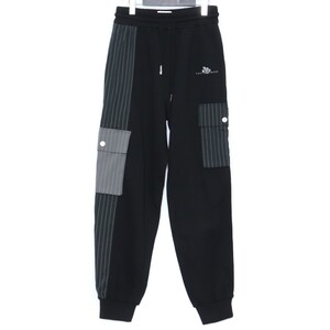 FENG CHEN WANG スウェットカーゴパンツ XSサイズ ブラック FMS15TR11 フェンチェンワン Striped Pocket Sweatpants