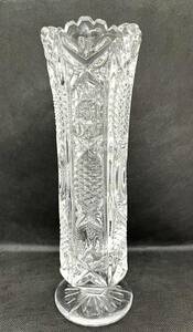 美品★KAMEI GLASS カメイ　グラス　フラワーベース　花瓶　7.5×24/1854