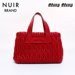 ミュウ ミュウ Miu Miu ハンドバッグ フルフラップ ミニマト レザー レッド