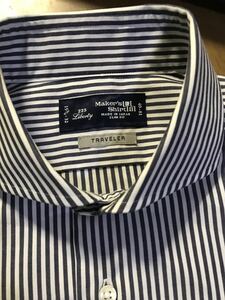Makers Shirt鎌倉 ㈱サダマーチャンダイジングリプリゼンタティブ日本製　白灰ロンドンストライプ/ホリゾンタルカラー