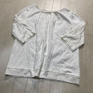 4041☆ UNITED ARROWS ユナイテッド アローズ トップス 7分丈袖カットソー レディース ホワイト ウィンドペーン