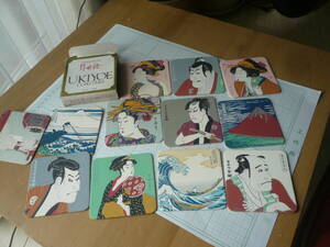 即決有12枚 ＵＫＩＹＯＥ　ＣＯＡＳＴＥＲＳ　JAPANESE FINE ART PRINTED IN JAPAN 浮世絵コースター 送料320円～　