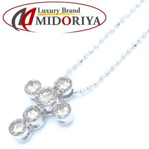 ダイヤモンド クロス ネックレス ブラウンダイヤモンド0.60ct K18WG ホワイトゴールド/75639【中古】