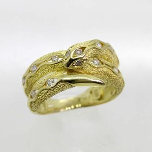 ◎中古美品◎１８金　ダイヤ　0.20ct　スネークデザイン　リング 　11号