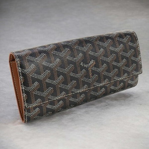 中古 ゴヤール 長財布ニ折小銭入付き ユニセックス ブランド GOYARD ロング フラップウォレット GO80366 ブラック 財布