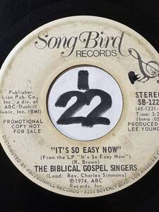 試聴 1974 キャッチー＆コマーシャル THE BIBLICAL GOSPEL SINGERS IT’S SO EASY NOW STEREO/MONO PROMO PRESS 両面VG++ SOUNDS EX 