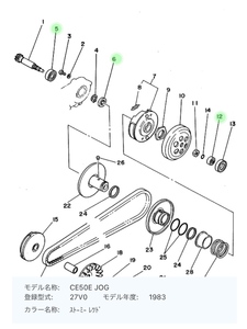 縦E/G ジョグ/JOG/チャンプ/RS CE50【27V/2JA/54V/】2サイクル ギアボックス エンジン ミッションベアリング セット