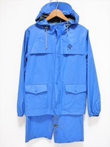 80～90’ｓ ビンテージ Columbia コロンビア 雨具 Rain Gear 上下セット 青 100％ナイロン 台湾製 YOUTH XL(ジュニアサイズ) アウトドア