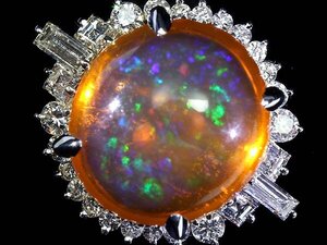 GL14061初売り【1円～】新品仕上【RK宝石】≪opal≫ 極上ファイアオパール 特大8.62ct! 極上ダイヤモンド 1.1ct Pt900 超高級リング ダイヤ