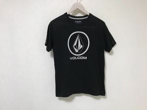 本物ボルコムVOLCOMブランドロゴプリントコットン半袖Tシャツ黒ブラック旅行トラベルビジネスメンズMメキシコ製ストリートスケーター