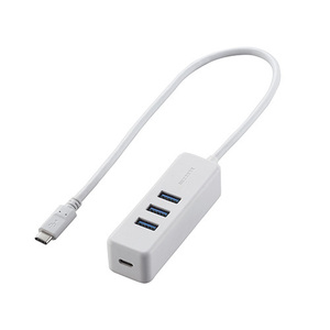 エレコム USB Type C ハブ/USB3.1(Gen1)/USB-Aメス3ポート/PD対応Type-C1ポート/ケーブル30cm/ホワイト U3HC-T431P5WH /l