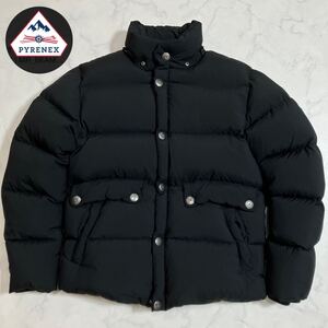 美品/Lサイズ●PYRENEX ピレネックス ダウンジャケットREIMS JACKET [極上の暖かさ] 極暖 肉厚 ロゴワッペン ブルゾン メンズ ブラック 黒 