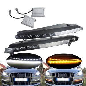 アウディ Q7 2007-2009 LED フロントデイライト フォグランプ カーフラッシュライト ライト DRL 未使用新品