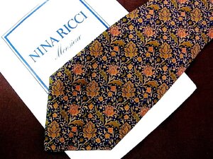 ♪26852C♪良品【花 植物 葉っぱ 柄】ニナ リッチ【NINA RICCI】ネクタイ