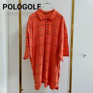 POLOGOLF/ポロゴルフオレンジ×ネイビーボーダーXLポロシャツ