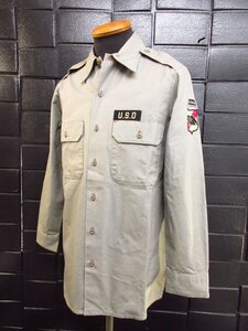 t6260　ディッキーズ　メンズ　ミリタリーシャツ　ワークシャツ　グレー系　コットン100％　U.S.D　サイズM　Dickies