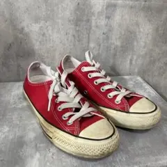 CONVERSE ローカットスニーカー ロゴデザイン レッド 23.5cm