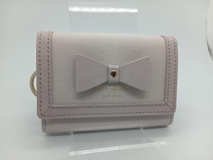 kate spade PWRU4474 カード・コインケース キーリング付 グレージュ リボン コンパクト ケイトスペード