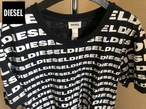 ●美品！DIESEL ディーゼル メンズ オール ロゴ TEE Tシャツ ブラック 黒 サイズL 即決 即納 55DSL ブラックゴールド●514