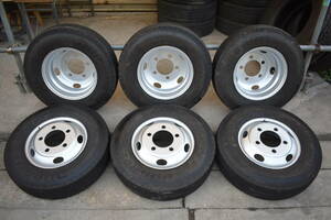 送料無料 205/85R16 BRIDGESTONE スチールホイール付き TK 16×5.5j 116.5 8TC 5穴 両面再塗装 6本 セットいすゞ エルフ 日産 アトラス