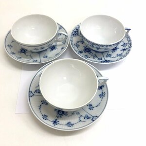 中古極美品 マイセン MEISSEN フルーテッド 食器 陶器 カップ＆ソーサー ティーカップ 3客セット 質屋出品