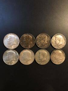 アメリカ　ケネディ　ハーフダラー　50セント銀貨　1964年 6枚　1967年 2枚　　計8枚 まとめ　　　　7-25