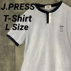 ジェイプレス 半袖 Tシャツ スナップボタン ワンポイントロゴ　ブルー　L