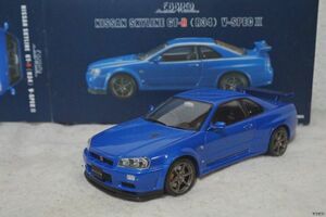 エブロ 日産 スカイライン GT-R (R34) V-SPECⅡ 1/24 ミニカー ブルー