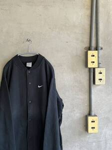 00s 2000年代 NIKE ナイキ グレー タグ ワンポイント スウッシュ スナップ カーディガン ブラック 黒 スウェット トレーナー ビンテージ