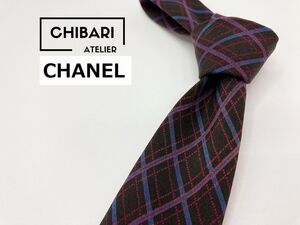 CHANEL　シャネル　チェック柄 ネクタイ 3本以上 送料無料 メンズ ブラック系　1205116