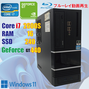 ドスパラ Prime / i7 2600S / 16GB / GeForce GT440 / SSD 240GB / Windows11 Pro / ブルーレイ / 中古 パソコン / コスパ / 省スペース