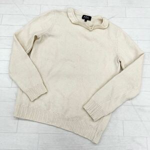 1343◎ A.P.C. アー ペー セー トップス プルオーバー ニット セーター 長袖 無地 カシミヤ 混合 オフホワイト レディースS