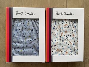 即決！ポールスミス！PAUL SMITH 布帛トランクス 2枚組 小花柄ホワイト&サックス M